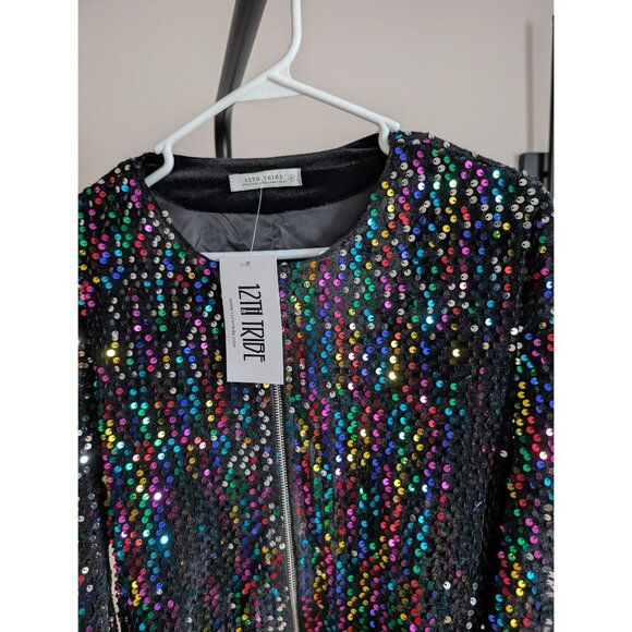 #287 12th Tribe Ozzy Multi Sequin Zip Up Jacket - Picture 5 of 6